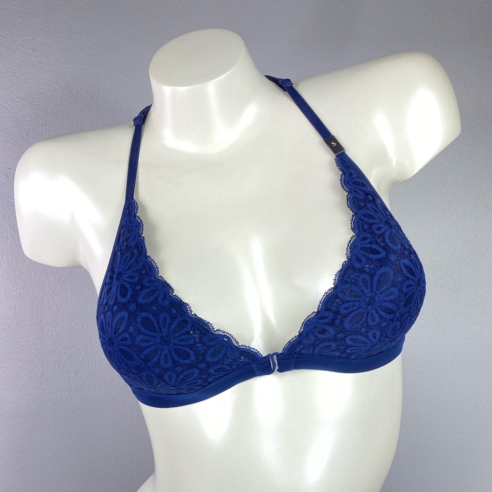 VS Blue Racerback Front Close Bra